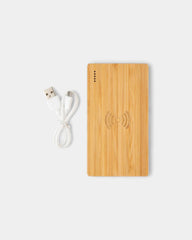 Powerbank 4 000 mAh en bambou à induction 5 W à personnaliser