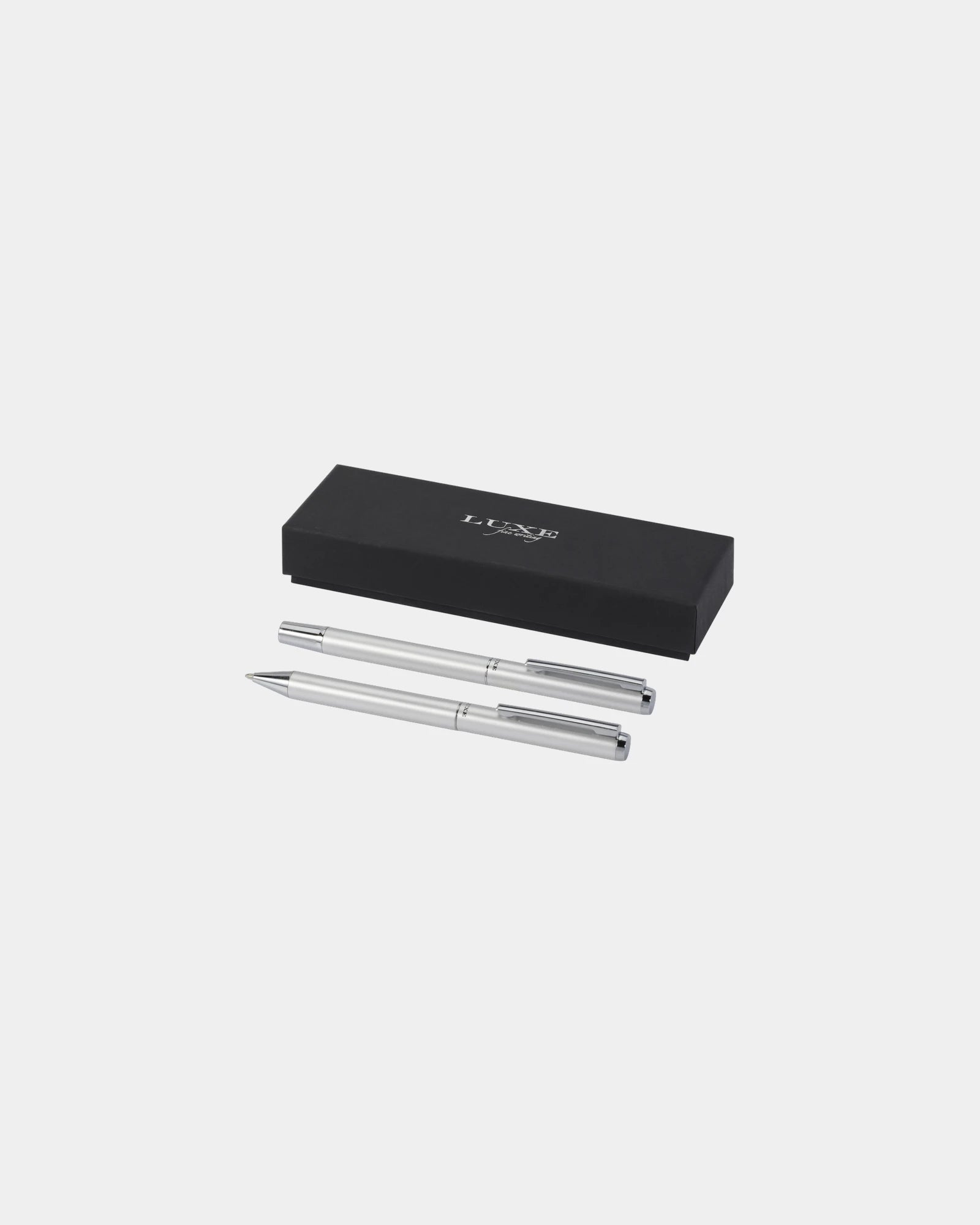 Ensemble-cadeau stylo bille et roller aluminium recyclé à personnaliser - Argent