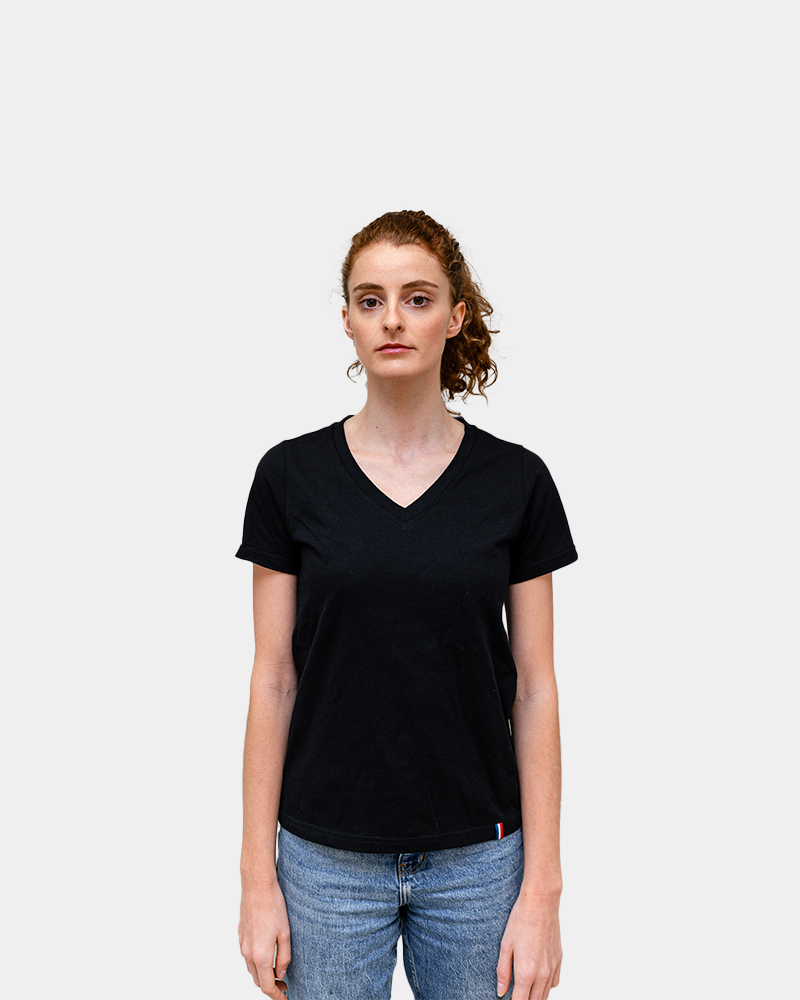 T-shirt femme col V Made in France à personnaliser