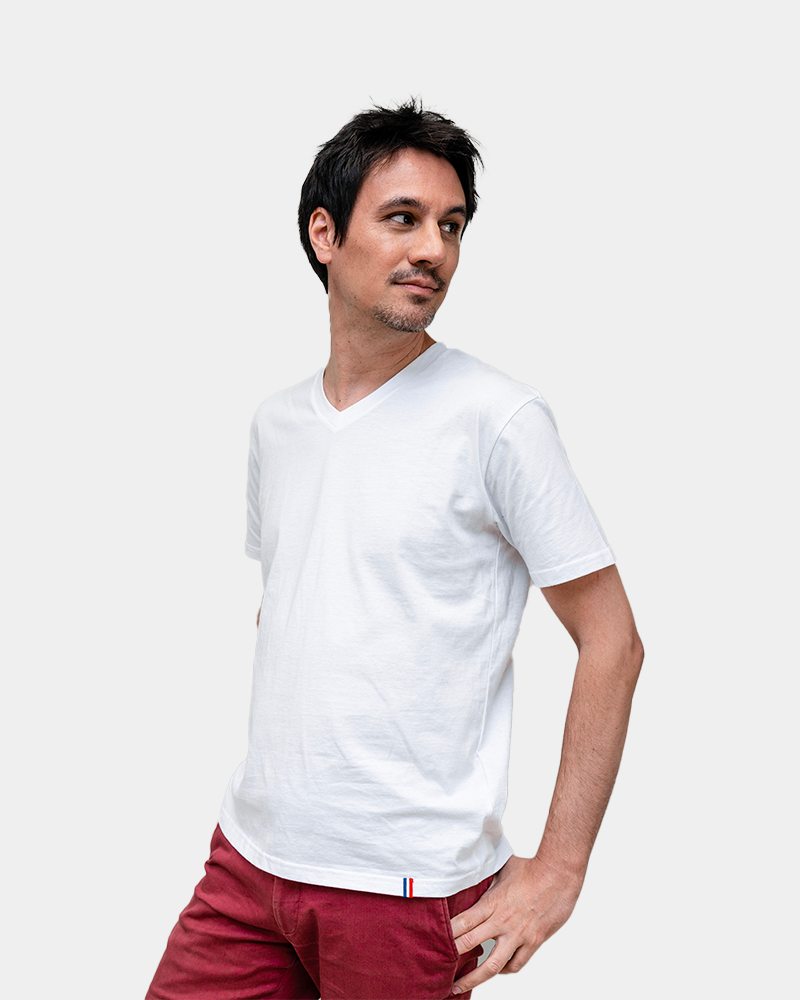 T-shirt homme col V Made in France à personnaliser