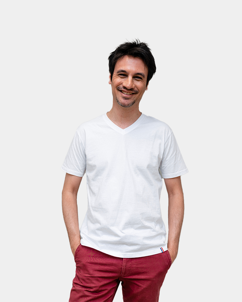 T-shirt homme col V Made in France à personnaliser