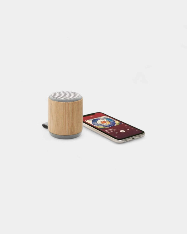 Enceinte sans fil 3W en bambou et tissu à personnaliser