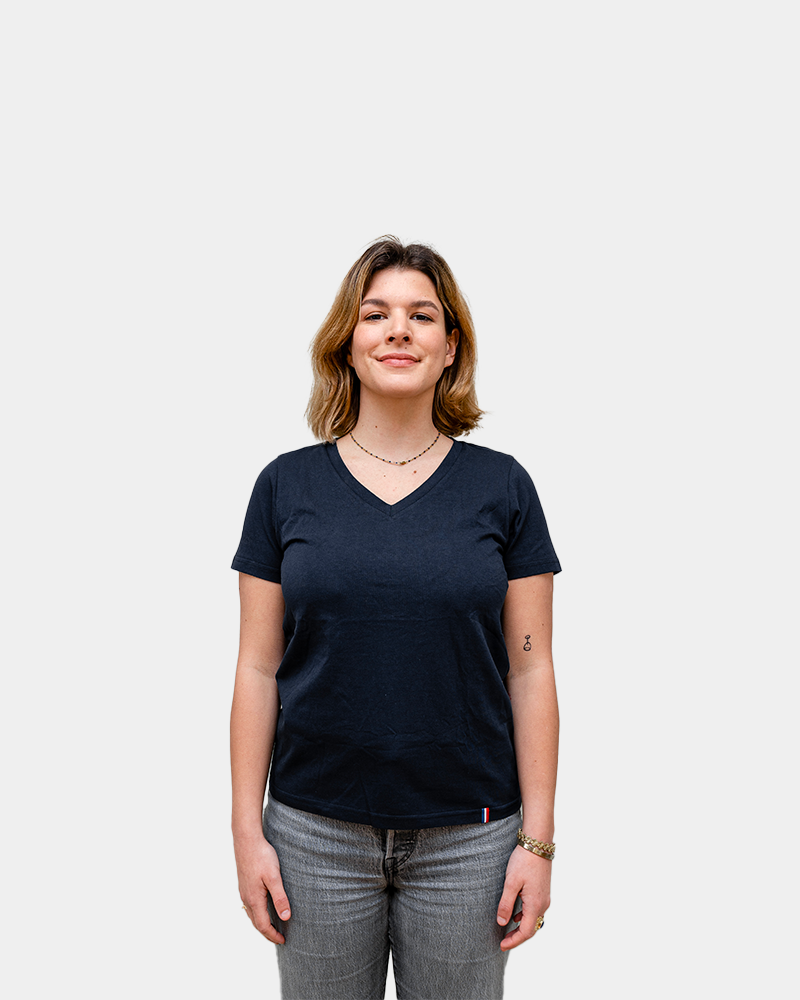 T-shirt femme col V Made in France à personnaliser
