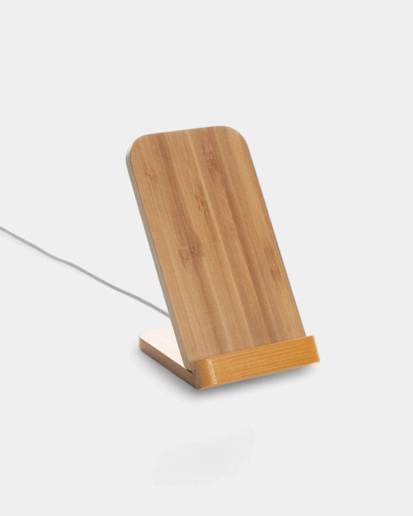 Support téléphone à induction 5W en bambou à personnaliser