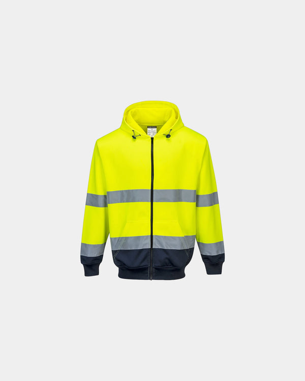 Sweat à capuche bicolore à personnaliser - Jaune-Bleu Marine