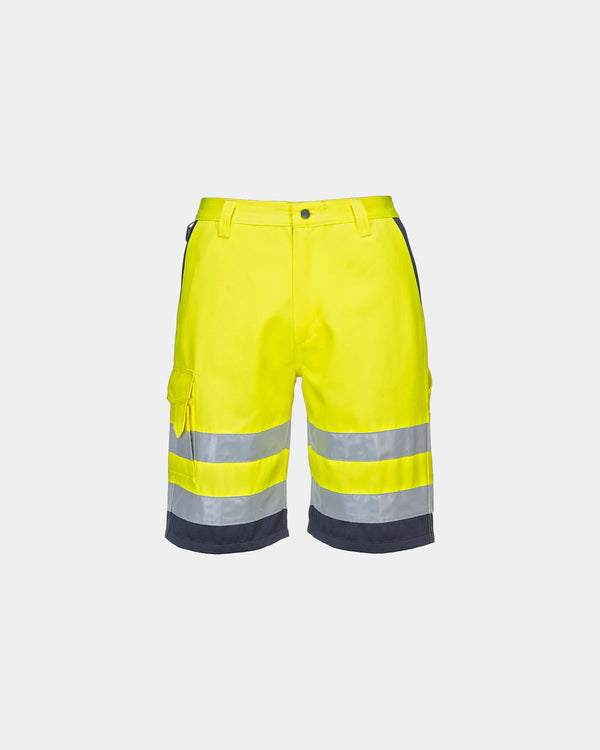 Bermuda HiVis poly-coton à personnaliser - Jaune-Bleu Marine