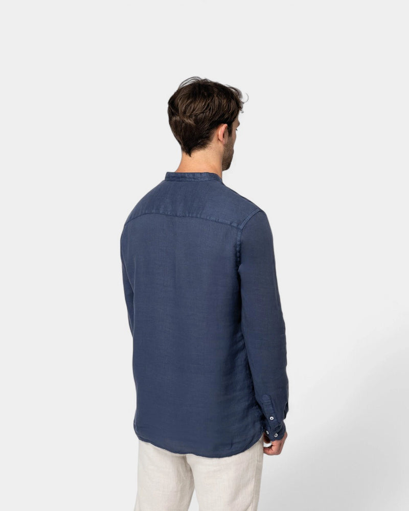 Chemise à col Mao délavée homme à personnaliser