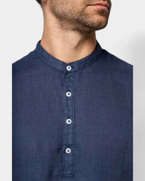 Chemise à col Mao délavée homme à personnaliser