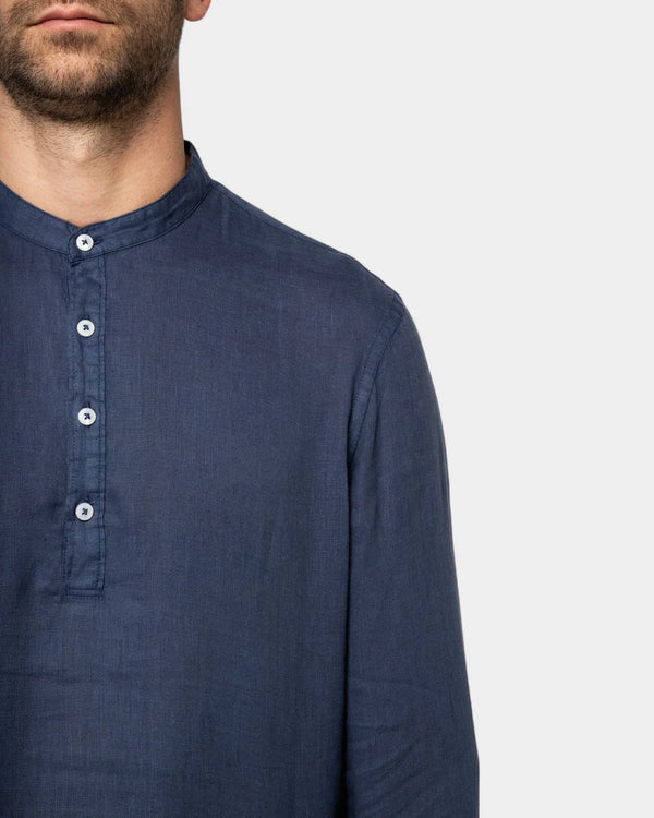 Chemise à col Mao délavée homme à personnaliser