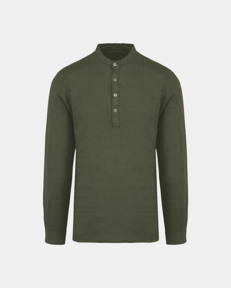 Chemise à col Mao délavée homme à personnaliser