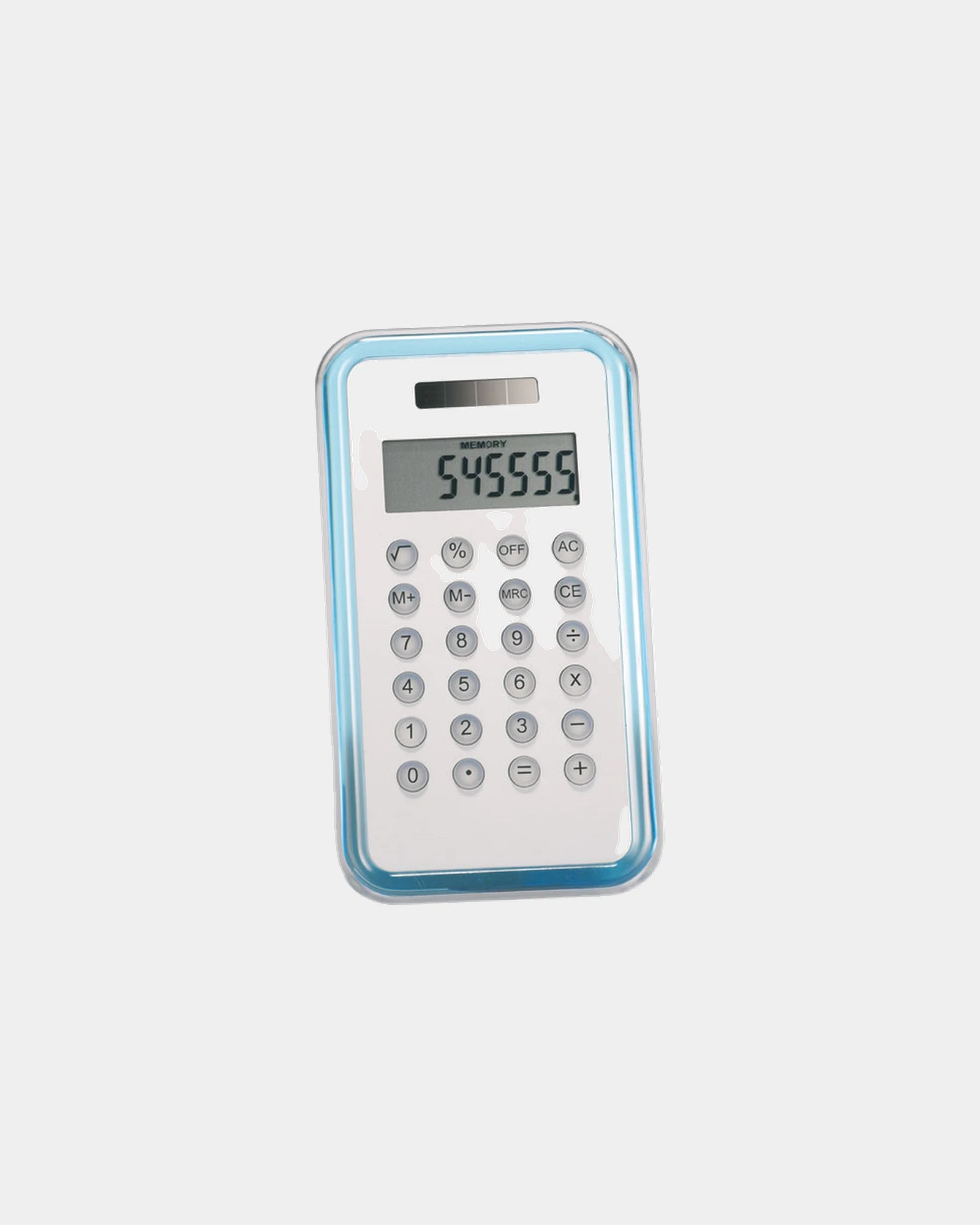 Calculatrice Dual 8 chiffres MIDOCEAN à personnaliser - Bleu Transparent