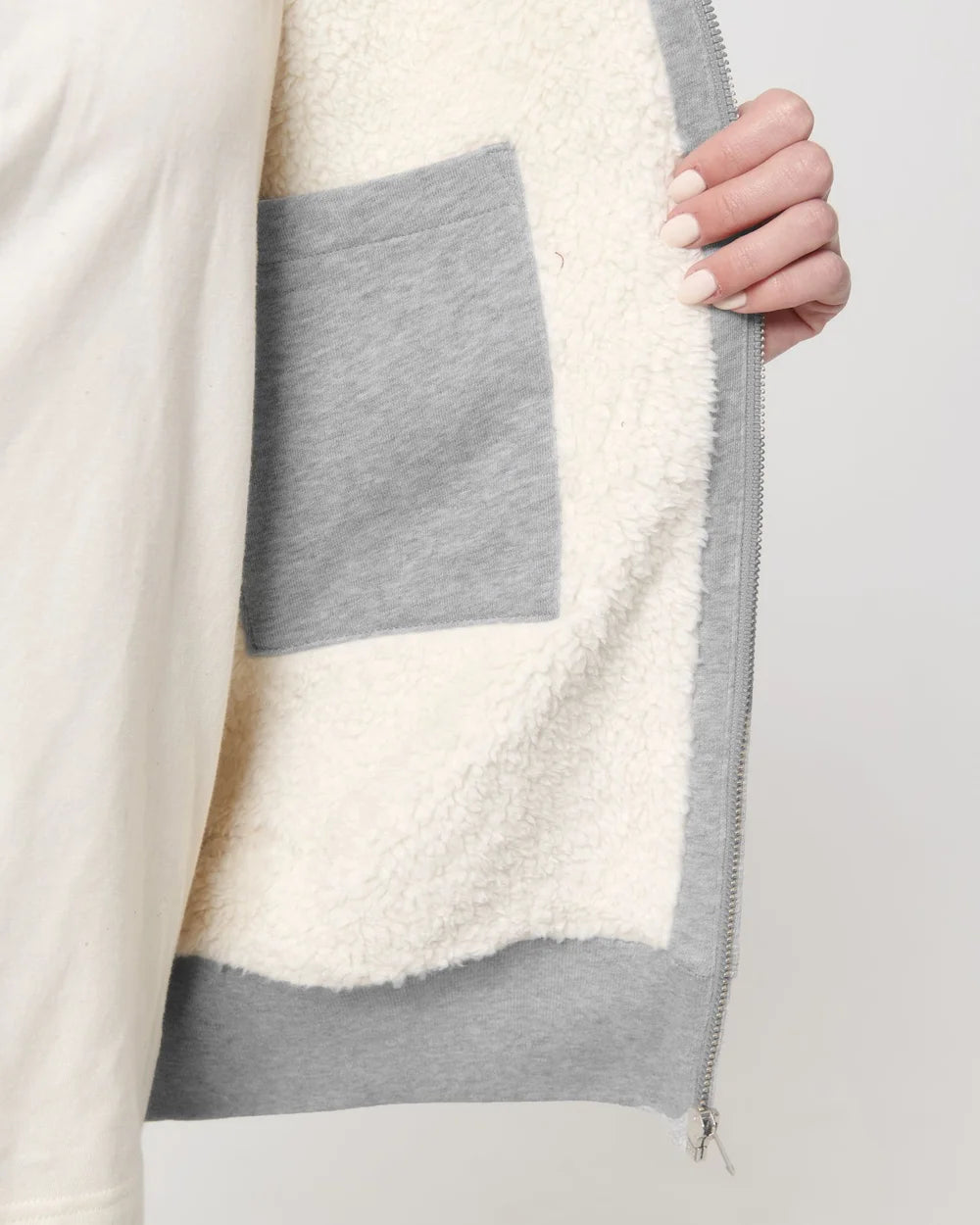 Sweat zippé à capuche doublé en sherpa à personnaliser