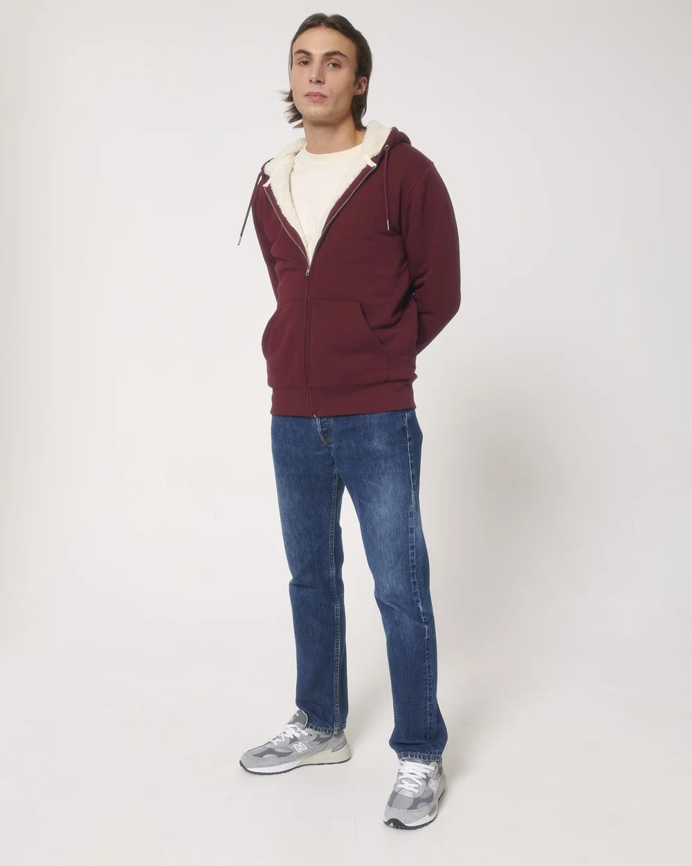 Sweat zippé à capuche doublé en sherpa à personnaliser