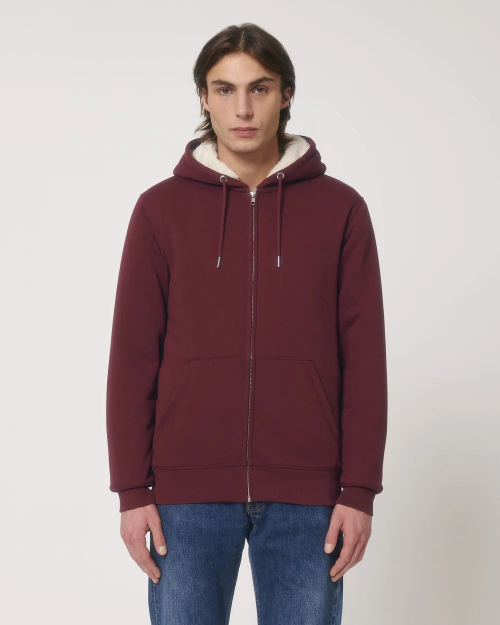 Sweat zippé à capuche doublé en sherpa à personnaliser