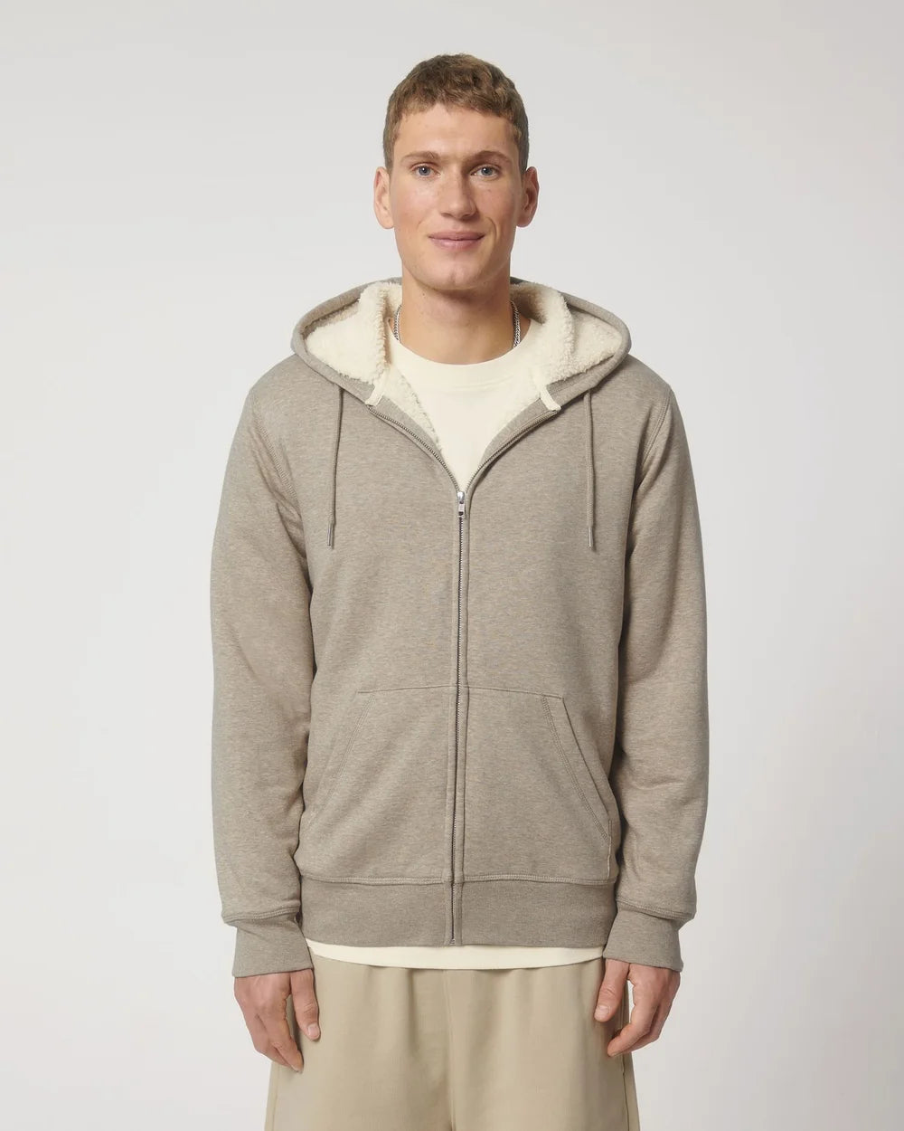Sweat zippé à capuche doublé en sherpa à personnaliser