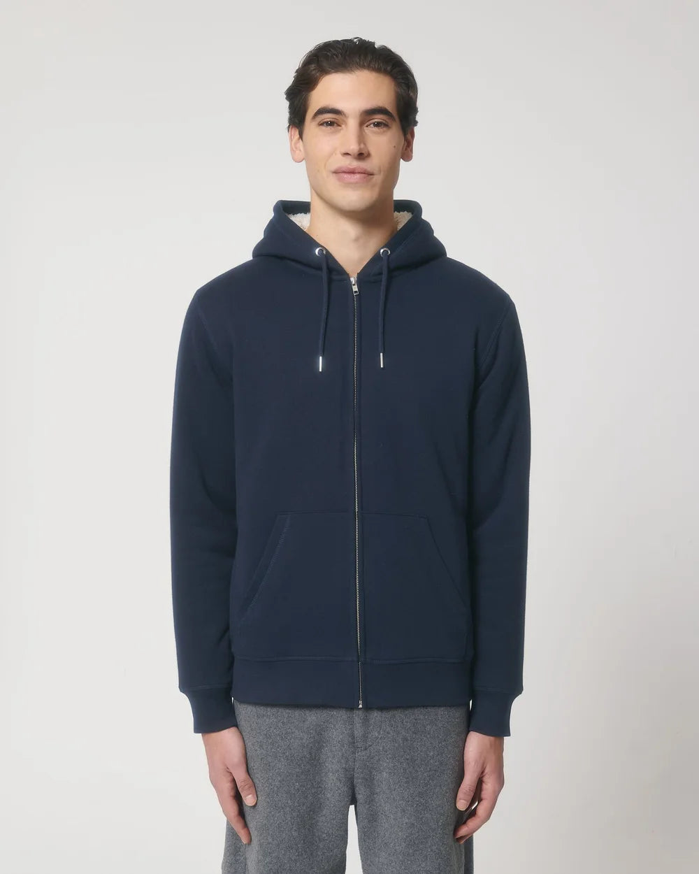 Sweat zippé à capuche doublé en sherpa à personnaliser