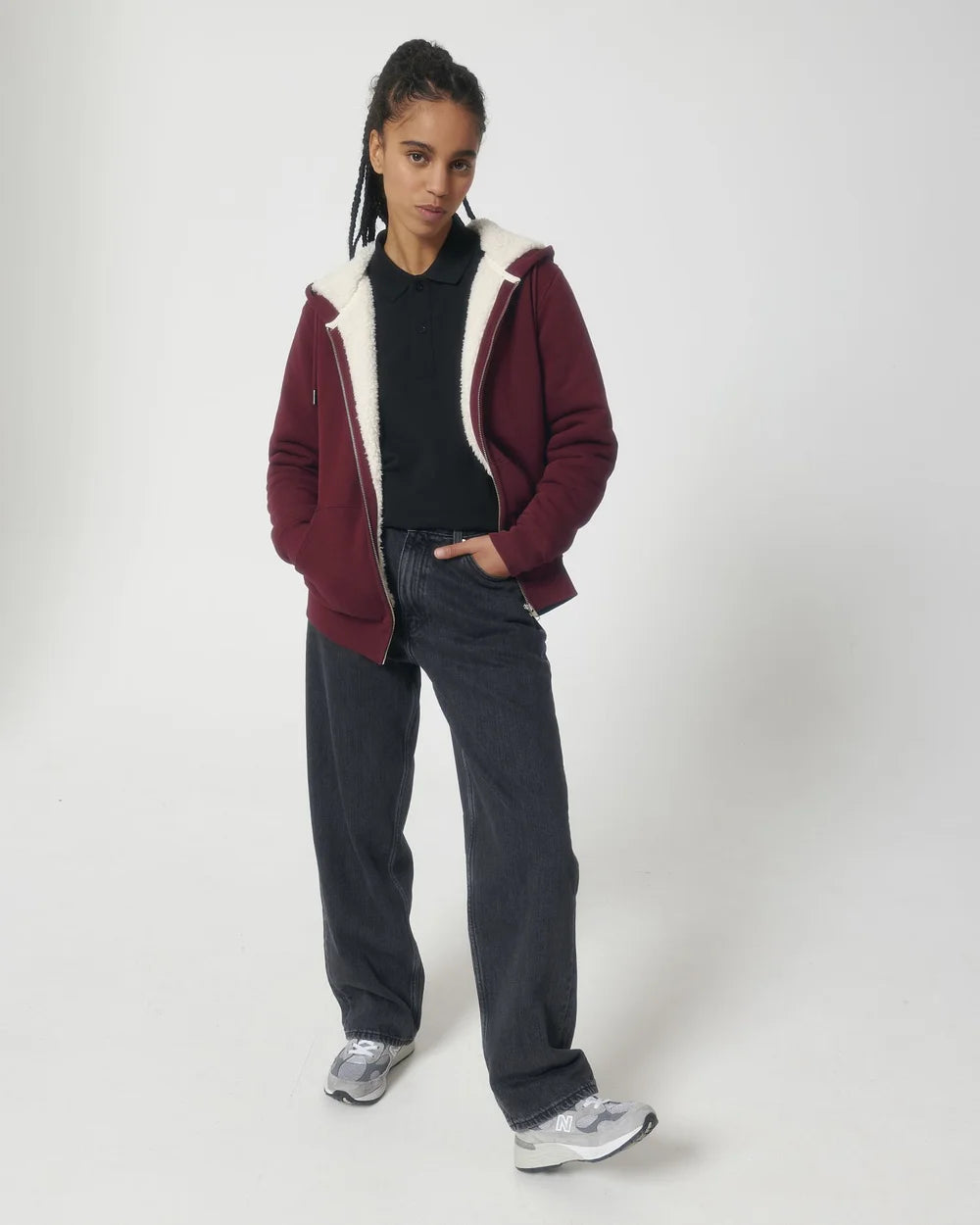 Sweat zippé à capuche doublé en sherpa à personnaliser