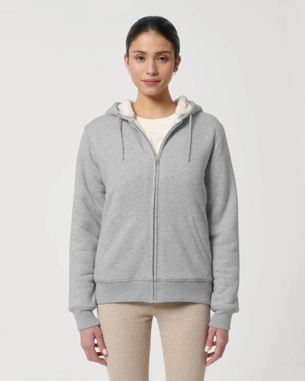 Sweat zippé à capuche doublé en sherpa à personnaliser