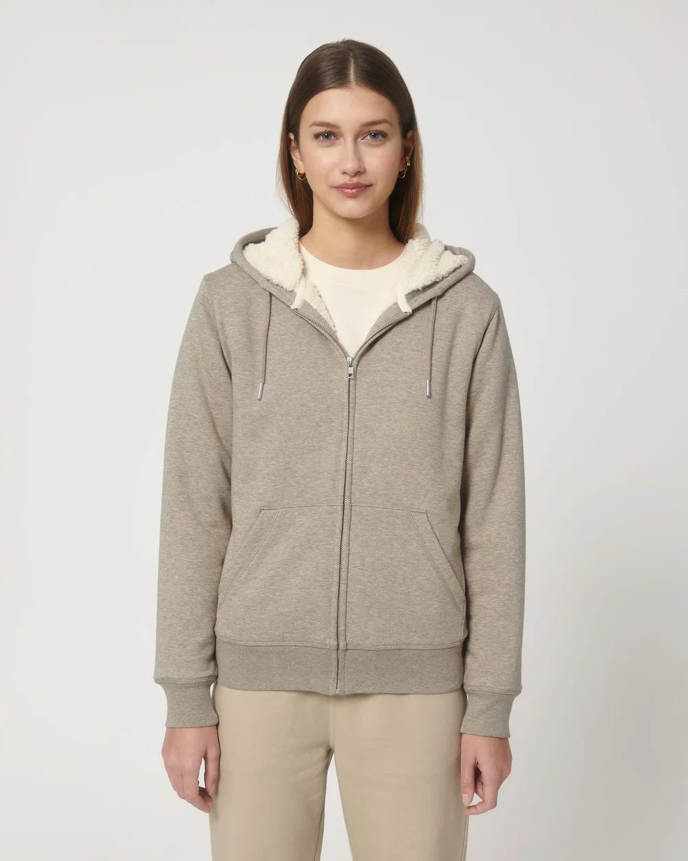Sweat zippé à capuche doublé en sherpa à personnaliser
