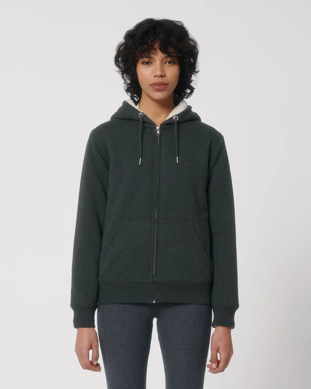 Sweat zippé à capuche doublé en sherpa à personnaliser