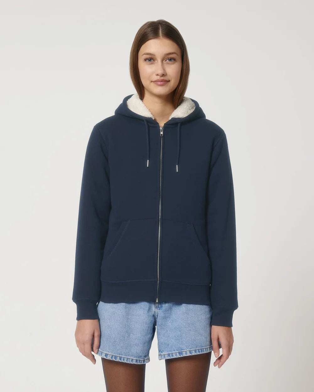 Sweat zippé à capuche doublé en sherpa à personnaliser