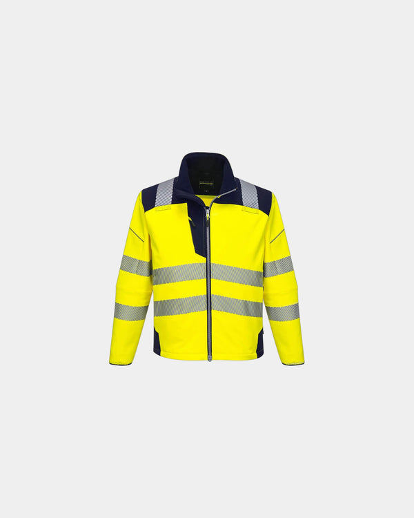 Softshell Haute-Visibilité PW3 à personnaliser - Jaune-Bleu Marine
